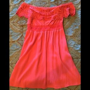 Guess Off-the-Shoulder Coral Sundress